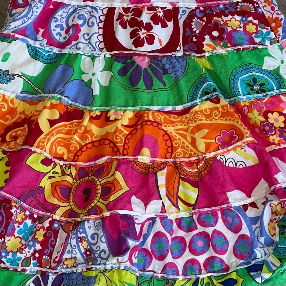 Place Girls Tropical Patchwork‎ Tiered Ruffle Skirt Hawaiian Boho 6/7